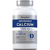 Piping Rock Calcium 1200 mg with Vitamin D3 1,000 IU | 200 Softgels | Absorbable, Non-GMO &amp; Gluten Free Supplement