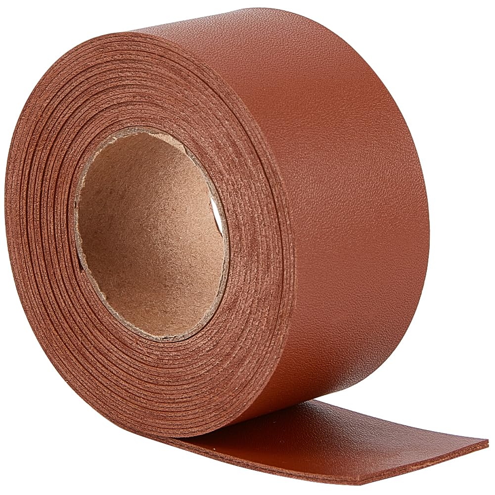 GORGECRAFT Flat Leather Cord 37.5mm x 2m Lychee Grain Double-Sided Leather Strips 1.7mm Thick Imitation Leather Strap Braided Threads for DIY Crafts Guitar Belt Bracelet Jewelry Making, Saddle Brown