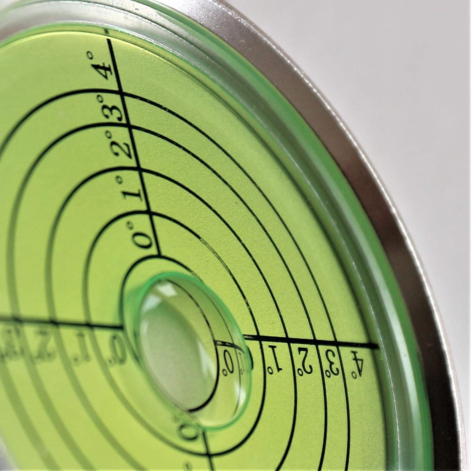 90mm Flanged Metal Circular Angle Spirit Bubble Degree Level (Green aqueous) Degree Marking - Green - Image 3