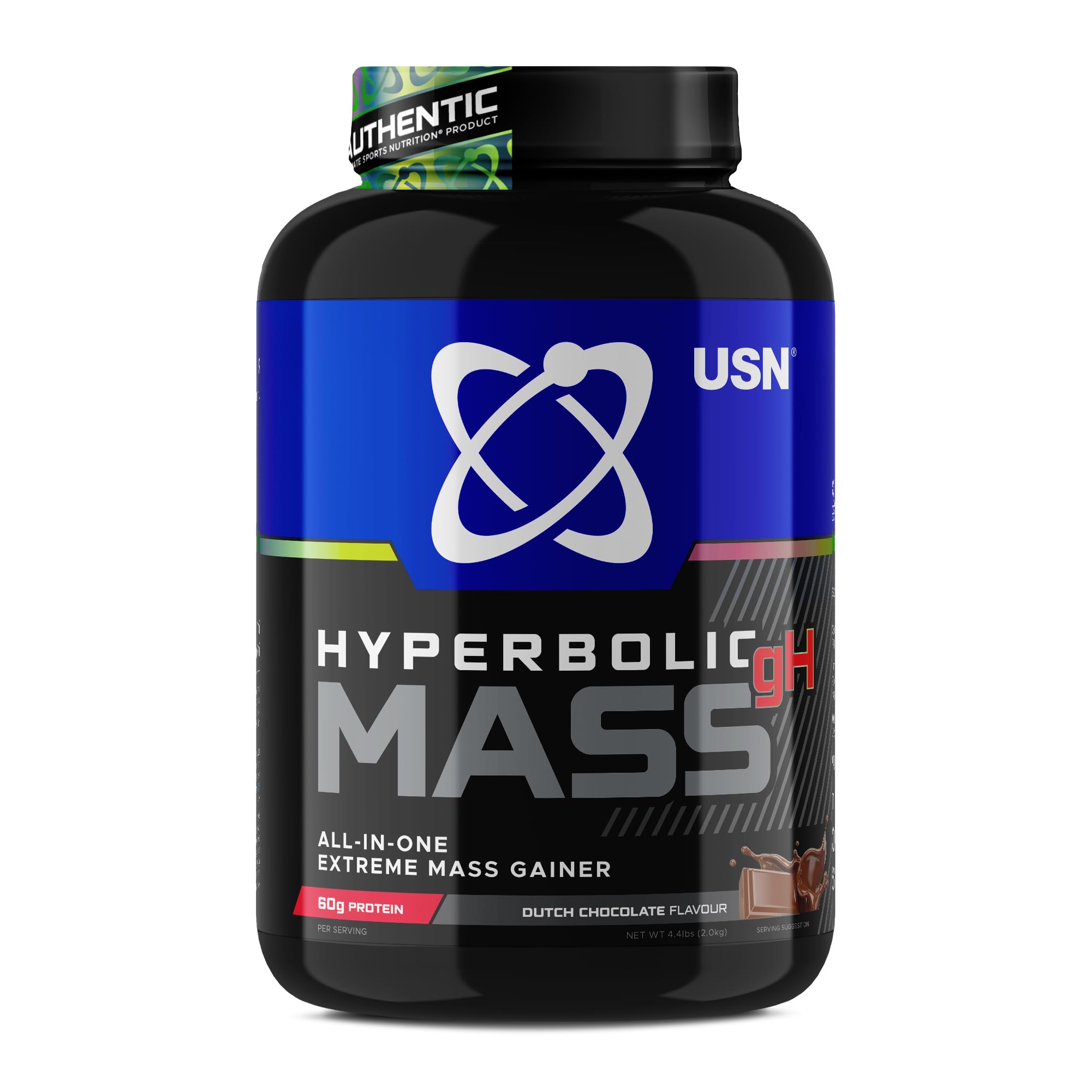 USN Hyperbolic Mass Dutch Chocolate 2kg: High Calorie Mass Gainer Protein Powder for Muscle Building and Weight Gain - Improved Formula & Flavour with 7.5g Creatine Monohydrate and Less Sugar