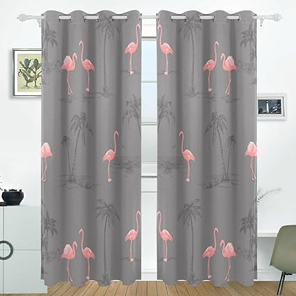 Coosun Pink Flamingo Blackout Curtains Darkening Thermal Insulated