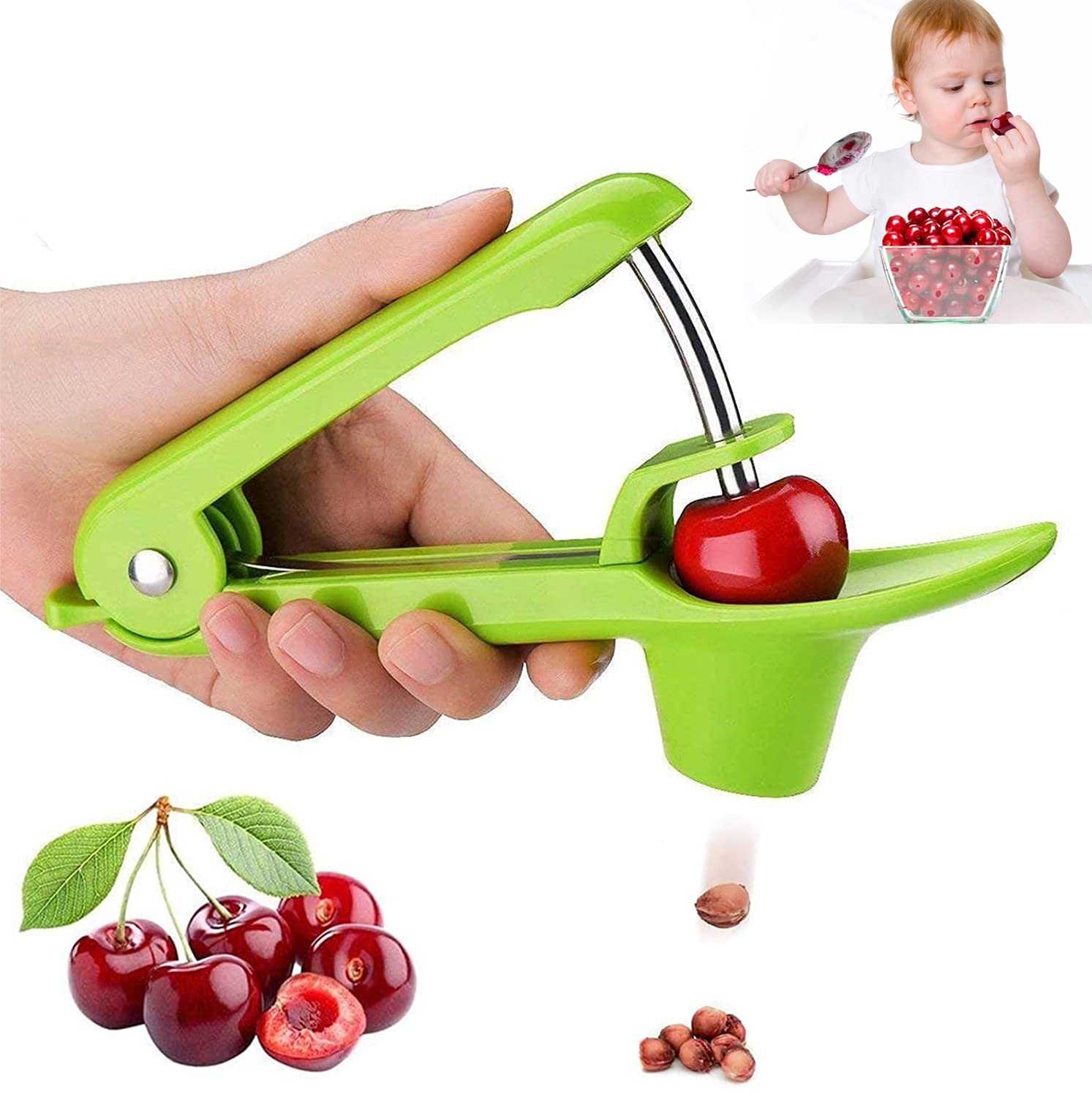 Photo 1 of Stainless Steel Multi-Function Olives & Cherry Pitter Tool with Lock Design - Heavy-Duty Fruit Pit Remover for Jam Making