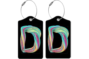 BESTEIOYO 2 Pack Initial Luggage Tag for Suitcase, Colored Letter Unique Leather Bag Tags Identifiers Privacy Cover ID Label with Durable Steel Loop for Women Men Kids Girls Travel, Letter D