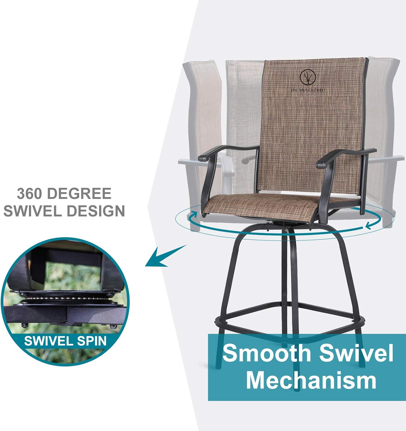 Patio Bar Height Chairs All-Weather 360-Degree Outdoor Swivel Bar Stools Foam Containing Cotton Set of 2 for Lawn Backyard Garden: Kitchen & Dining