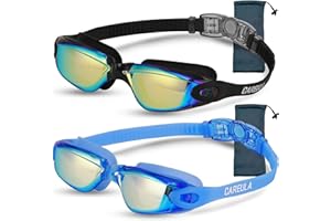 Careula 2 Pack Kids Swim Goggles, Swimming Goggles for Kids Toddler Youth 3-8/6-14, Anti-Fog Pool Goggles Child Boys Girls