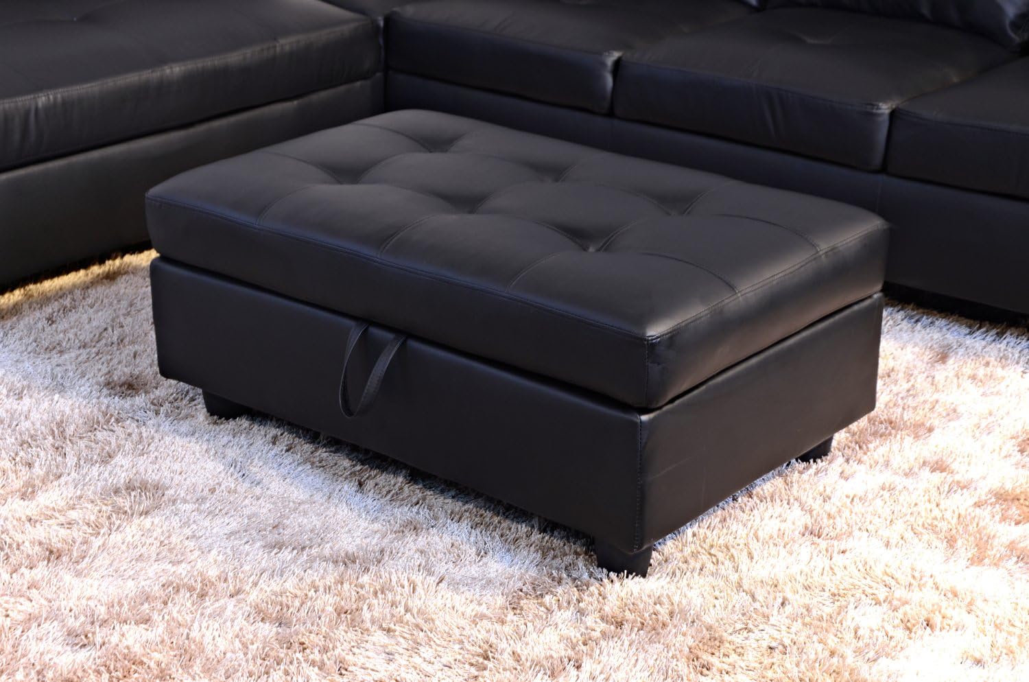 Beverly Fine Funiture Sectional Sofa Set, 91A Black: Furniture & Decor