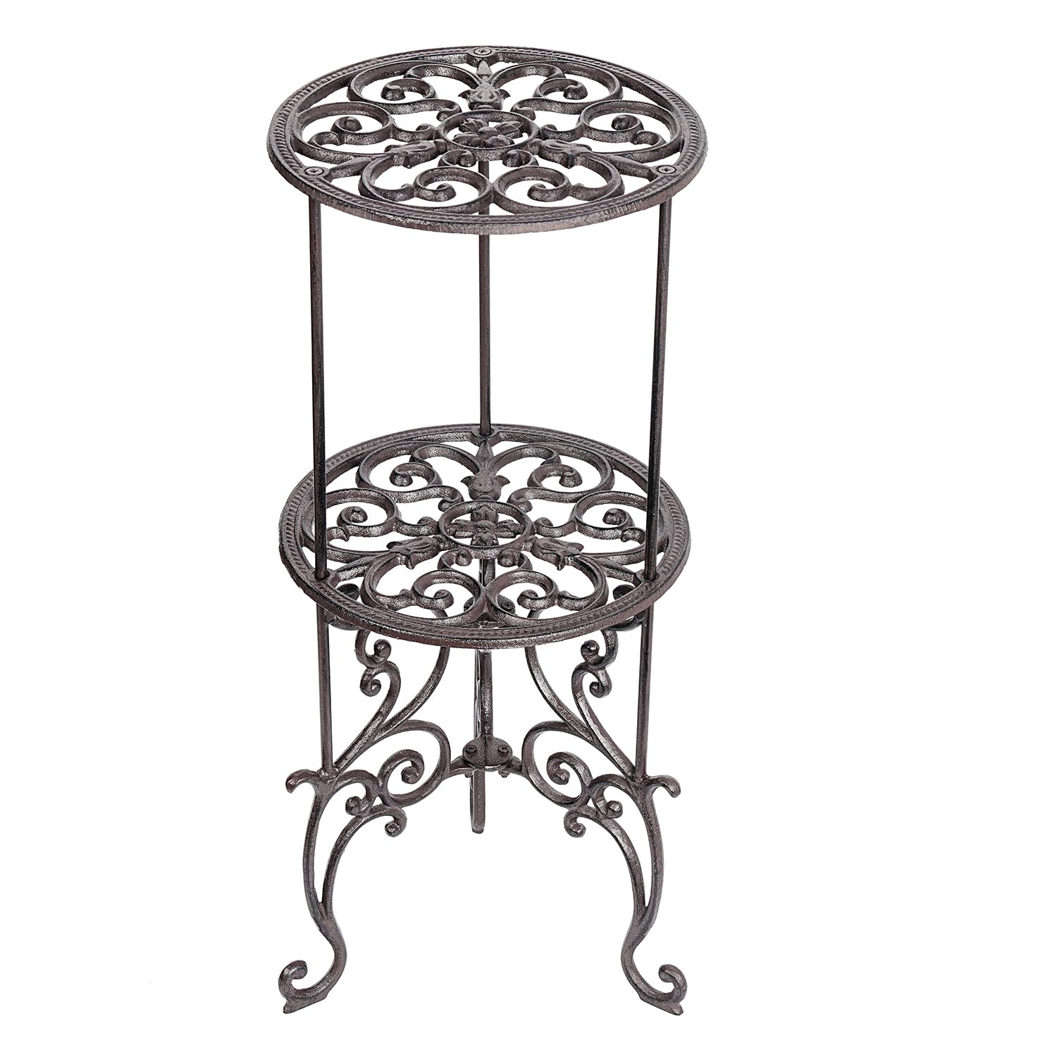 Sungmor Heavy Duty Cast Iron Potted Plant Stand,26-Inch 2 Tiers Metal Planter Rack,Decorative Flowerpot Holder,Vintage & Rustic Style Indoor Outdoor Garden Pots Container Supports