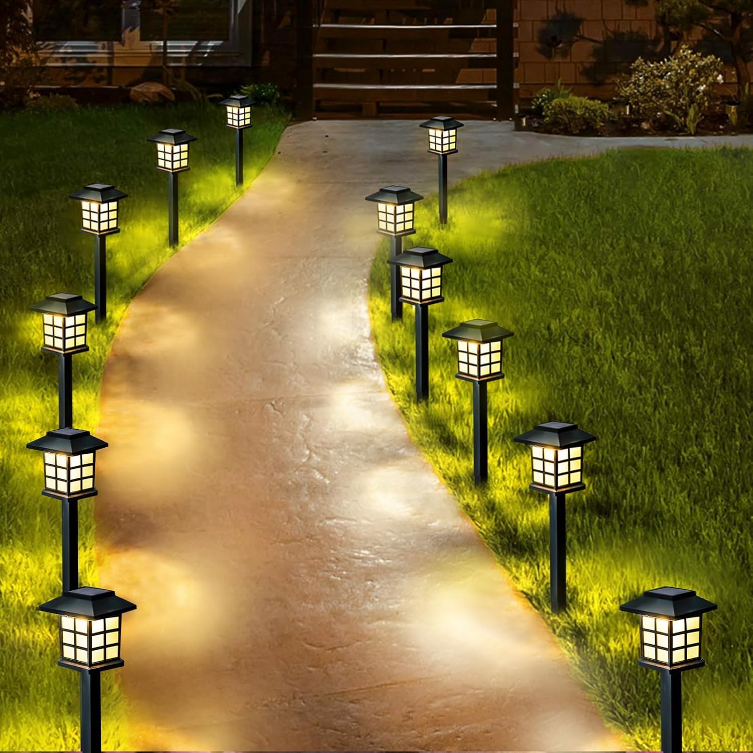 Photo 1 of 12 Pack Solar Pathway Lights Outdoor, Bright Solar Lights Outdoor with Auto ON/OFF, Waterproof Solar Powered Garden Light for Outside Yard Patio Driveway Landscape Walkway Decorations (Warm White)