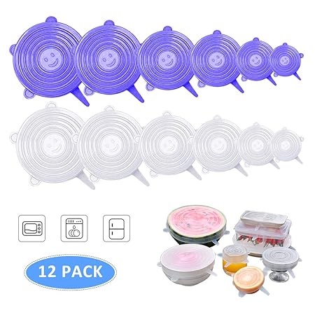 C100AE 12pcs Tapas de Silicona Elásticas,6 TamañOs Fundas para ...