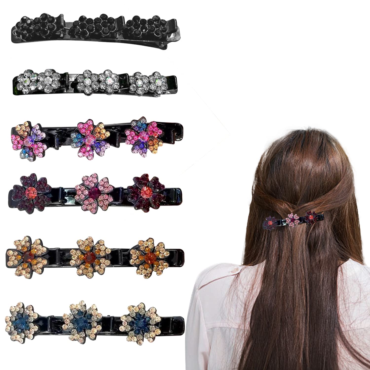 Six Five Petal Lace Heart-Shaped Hair Clips - Diamond Flower Heart-Shaped, Knitting, Used for Hair Modeling, Gifts