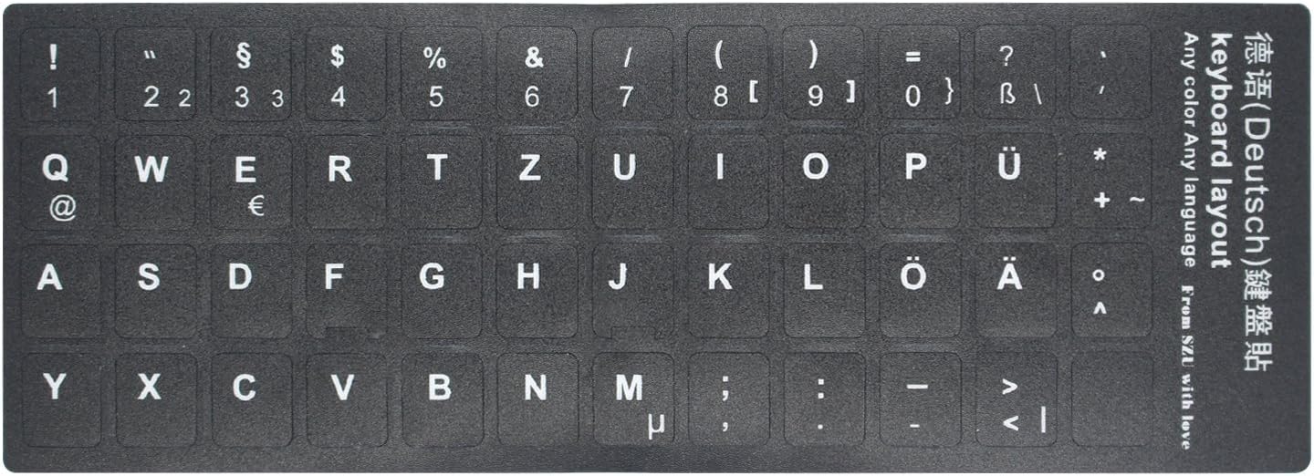 HRH 2PCS Pack German Keyboard Stickers,PC Keyboard Stickers Black