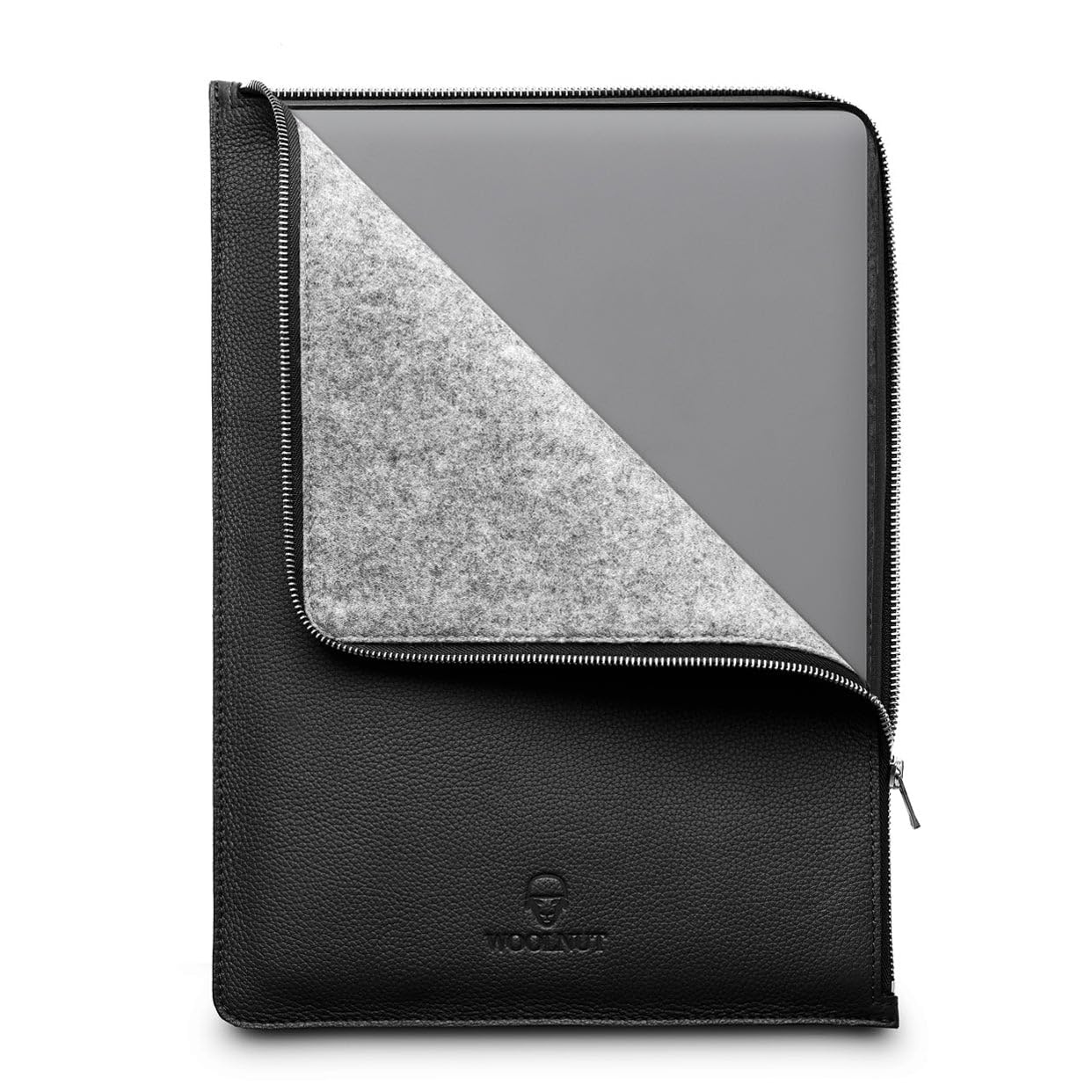 WOOLNUT Leather Folio Zipper Sleeve Case Cover MacBook Air 15 inch (2023-2024, M2) - Black