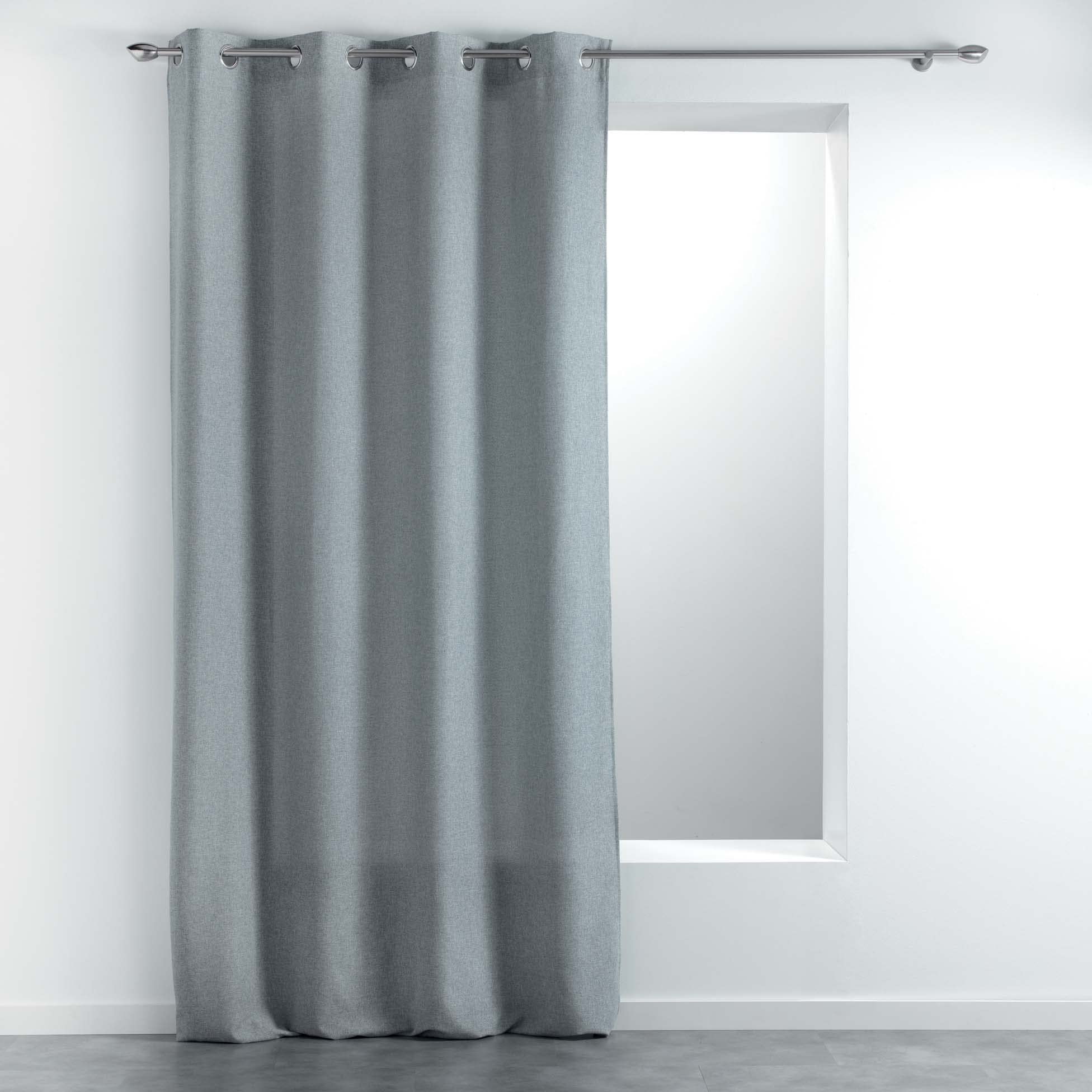 Douceur d'Intérieur Plain Grey Meliana Eyelet Curtain 140 x 280 cm