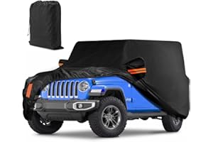 HOTOIQ Car Covers for Jeep Waterproof 4 Door,Upgraded Car Cover for Jeep JK JL CJ YJ TJ 2006-2022,6 Layers All Weather for Jeep Cover, Wrangler Cover for Jeep Fits Snow Rain Dust Hail Protection