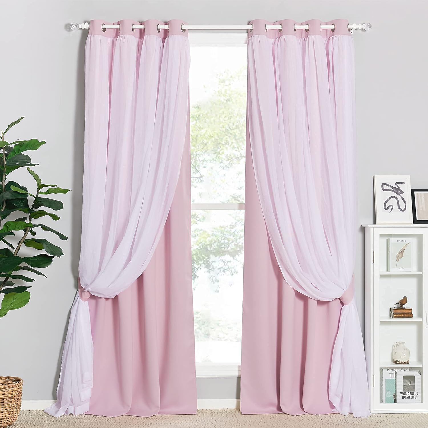 pink curtains