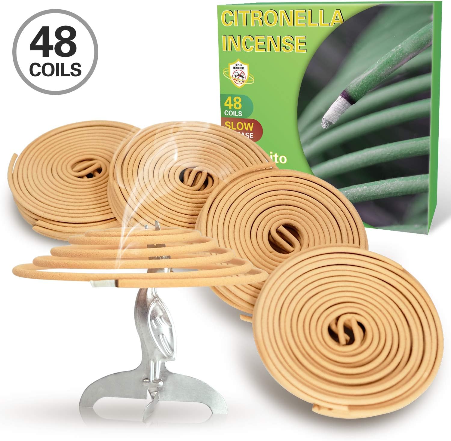 SCENTORINI Citronella Coils, 48 Coils Citronella Incense with Coil Holder, Mosquito, Insect and