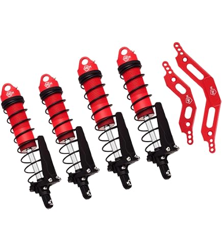 Amortisseurs RC En Alliage Pour ARRMA 1/10 3S Et Mega550 - Lot De 4 (Avant/Arrière), Rouge, Remplis D'Huile, Réglables