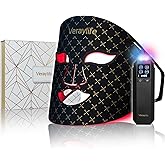 Red Light Therapy for Face, LED Facial Mask, Skin Care Light with Near Infrared 850nm & Adjustable Blue Light, Portable Home Device with 7 Colors & 8 Modes, 432 Beads Pro LEDs (Black-C)
