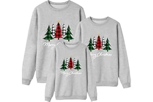 ZRBYWB Family Christmas Matching Sweatshirt Crew Neck Letter Graphic Long Sleeve Xmas Ugly Pullover Tops Shirt for Family