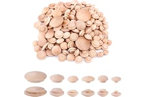 160pcs 6 Sizes Wood Plugs, Screw Hole Plugs Hardwood Button Plugs Screw Caps for Kitchen Cabinet Furniture Bookcase Shelves 3
