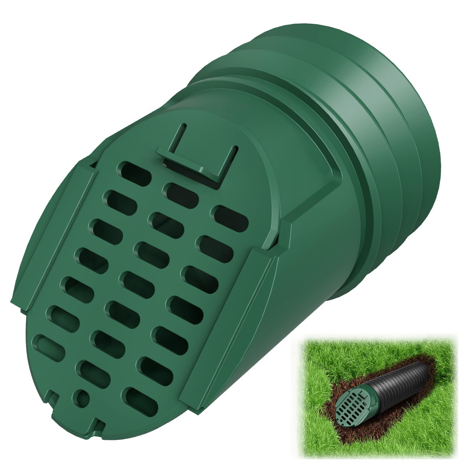 Photo 1 of 1 Pack Downspout Rodent Guard, Twist in Insert for 4" Round Rain Gutter Downspout Extension Hose to Block Animals, with Leaf Filter Design (Green)