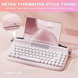 YUNZII Upgraded Wireless Typewriter Keyboard, Retro