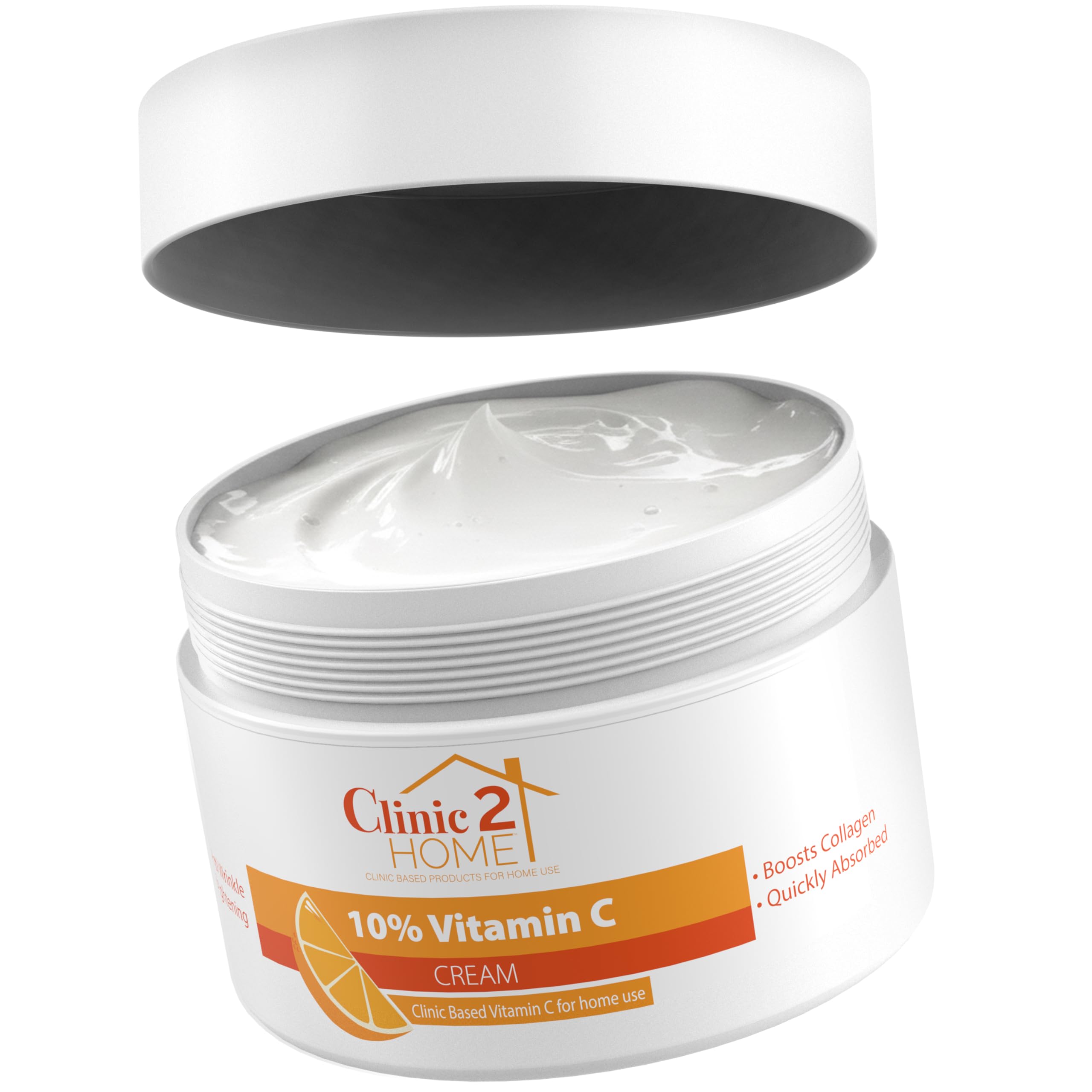 Clinic2Home Vitamin C Cream - Powerful 10% Vit C Face Cream for Dark Spots, Wrinkles & Fine Lines - Anti Aging, Collagen Boosting & Skin Brightening Pure Vitamin C Moisturiser for Face Skin Care