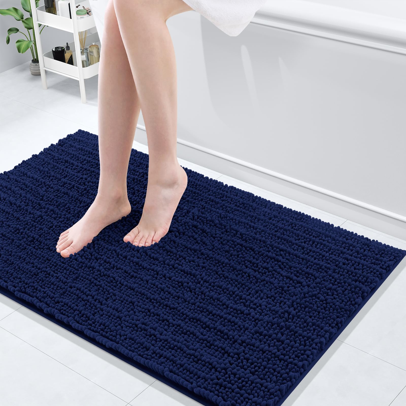 Arotive Luxury Chenille Bathroom Rug Mat, Extra Soft Thick Absorbent Shaggy Bath Rugs, Non-Slip Machine Wash Dry, Plush Bath Mats for Bathroom, Shower and Tub, 40x24, Navy Image Arotive Luxury Chenille Bathroom Rug Mat, Extra Soft Thick Absorbent Shaggy Bath Rugs, Non-Slip Machine Wash Dry, Plush Bath Mats for Bathroom, Shower and Tub, 40x24, Navy Image