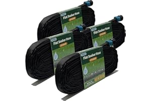 Secbulk 2025 Flat Soaker Hose 200 ft for Garden, 200' (50ft x 4) Linkable Drip Hose Diy Garden Irrigation System Saving 80% Water, Dual-layer Leak-free Design Water Hose with Holes