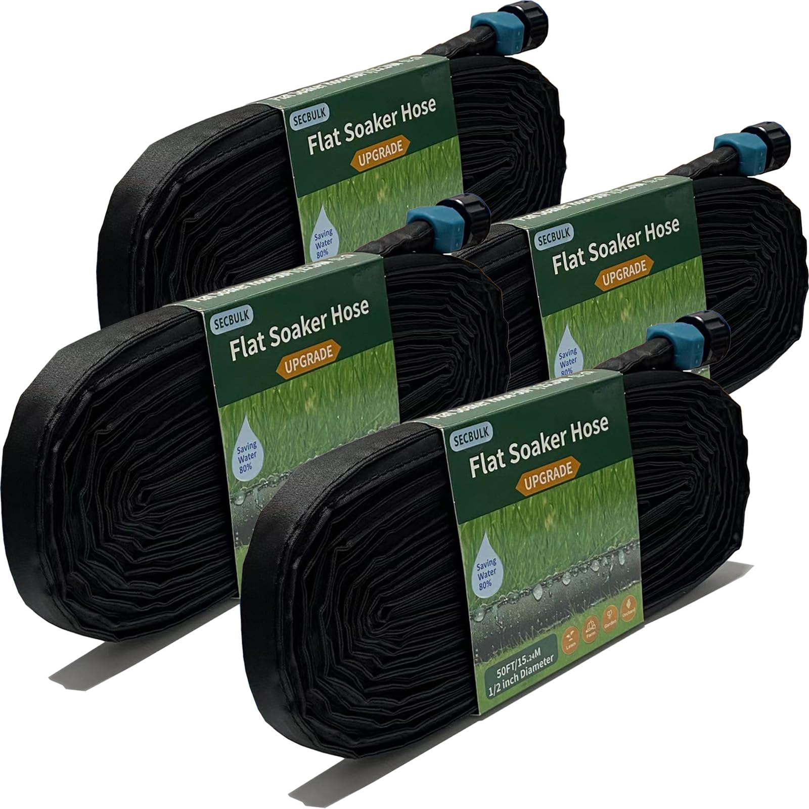 Photo 1 of Secbulk 2025 Flat Soaker Hose 200 ft for Garden, 200' (50ft x 4) Linkable Drip Hose Diy Garden Irrigation System Saving 80% Water, Dual-layer Leak-free Design Water Hose with Holes