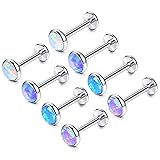 MILACOLATO 8PCS 16G Opal Nose Studs Stainless Steel