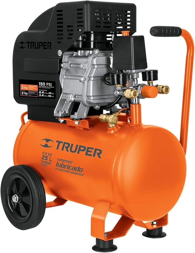 Truper COMP25LT, COMPRESOR DE AIRE 120 V, LUBRICADO, HORIZONTAL 25 L