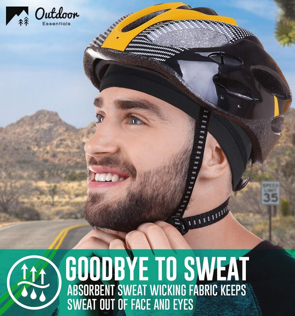 Cooling Skull Cap Helmet Liner for Men - Sweat Wicking Bike, Cycling, Bicycle Head Cap Beanie - Motorcycle & Hard Hat Liners Black : Clothing