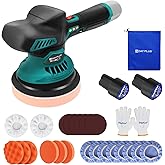 Cordless Car Buffer Polisher, Electric Polishing Machines Car Buffers and Polishers Kit,6 Variable Speed ,2*12V 2.0Ah Batteri
