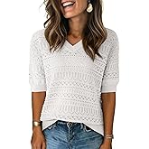 Dokotoo Women's Casual Short Sleeve Loose Tunic Tops Lightweight Knit Spring Summer Pullover Sweater Blouses