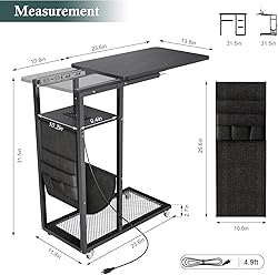 Colima C Shaped End Table with Charging Station