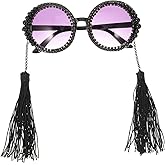 FOMIYES Retro Tassel Sunglasses for Women Unique Alloy Frame Round Sunglasses Trendy Eye Glasses for Christmas Party Bar Entertainment