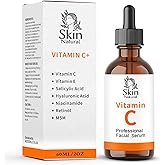 Skin Natural Vitamin C Serum for Face with Hyaluronic Acid & Vit E - Brightening Vitamin C Face Serum for Dark Spots & Anti Aging Facial Care - Natural Facial Serums for All Skin Types - 2 fl. oz