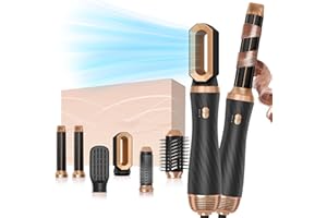 YITRUST 6 in 1 Blow Dryer Brush, Detachable Hair Dryer Brush Air Curler Air Styler Wrap, Curly Twist Hot Curling Iron, Blow Dryer Hot Brush Styler Negative Ion Brush, Travel Hair Styling Tool