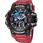 Men's Analog Digital Outdoor Sports Watches Military Tactics Multi Function Watch LED Electronic Large Dual Display Watch Army Luminous Waterproof Wrsitwatch