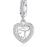 925 Sterling Silver Letter Charms A~Z Alphabet Charm Letter Beads fit Pandora European Bracelets fit Wife Mom Christmas Birthday Gift