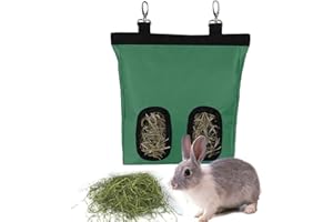 STKYGOOD Hay Bag for Rabbits, Rabbit Hay Bag, Guinea Pig Accessories, Hay Feeder (2 Holes, Green)