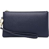 Tapp Collections Women's Wristlet Clutch Slim Leather Wallet RFID Blocking Pouch - Dark Blue