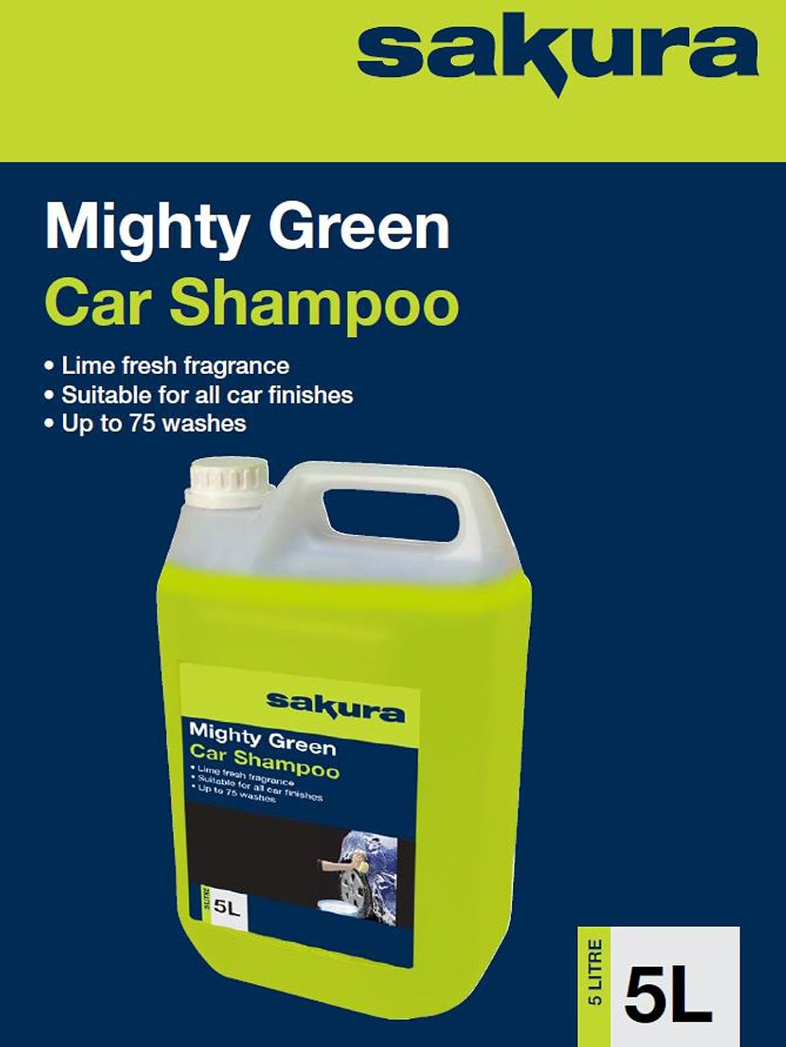 Sakura 5L Mighty Green Car Wash Shampoo SS4619 - For All Vehicle Paint Finishes - 75 Washes (Packaging may vary) - Image 3