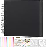 Miaikoe DIY Scrapbook Album 25.5x25.5 cm Hardcover Kraft 20 Sheets Black