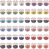 WEBEEDY 48pcs Animal Ceramic Beads 12 Styles Lucky Cat Porcelain Beads Small Maneki Neko Cat Spacer Loose Bead Fortune for Bracelet Necklace Keychain Jewelry DIY Craft Christmas Birthday Gift,0.55"