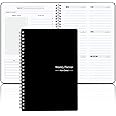 Undated Weekly Planner, Weekly Goals Notebook, A5 To Do List Planner, Habit Tracker Journal with Spiral Binding, 5.7 x 8.0 in, Black