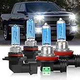 IVBDQV For Chevy Silverado 1500 Headlight Bulbs, 9005 High H11 Low Beam | High Performance Halogen Light Bulbs, 300% Brightness Plug And Play, 4PCS, Year:2007-2021