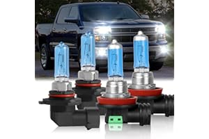 IVBDQV Fit 2007-2021 for CHEVROLET CHEVY SILVERADO 1500 Headlight Bulbs, 9005/HB3 High Beam and H11/H9 Low Beam 9005 H11 Halogen Bulbs 300% Brightness High Performance Halogen Bulbs Combo 4PCS