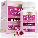 Lymphatic Drainage Supplement 1880 mg, Lymphatic System Support Supplement with Echinacea, Dandelion, Turmeric, Burdock, Elderberry, and Calendula, Lymph Detox Cleanse & Immune Support, 60 Capsules